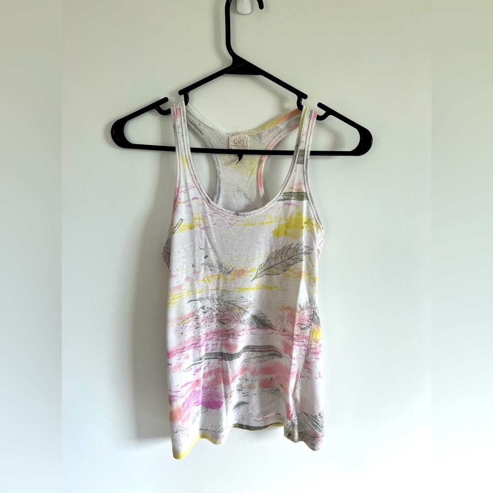 Pink yellow white racerback tank